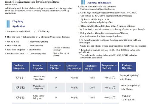 Tem nhãn chịu nhiệt độ cao trong ngành điện tử, xe hơi, y tế...